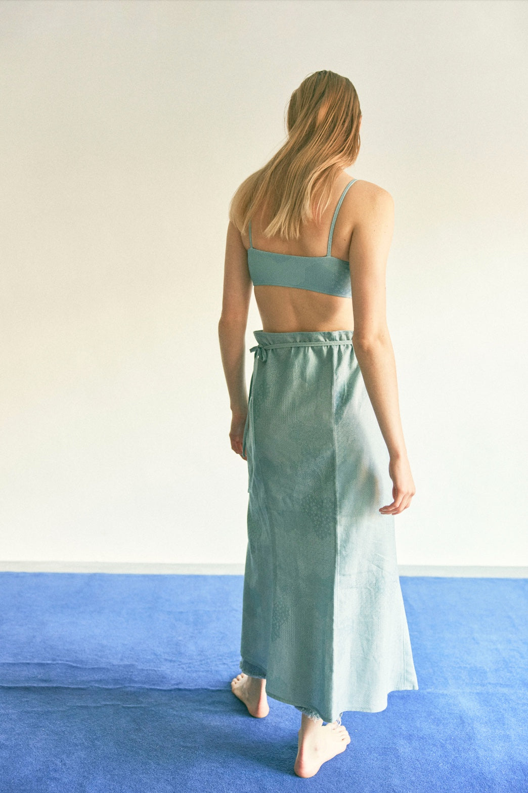 ♻Hemp Sandy Wrap Skirt Bishamon-Kikko Blue