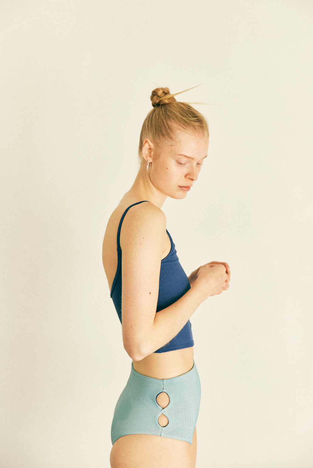 ♻Back Round Swim Tank Navy