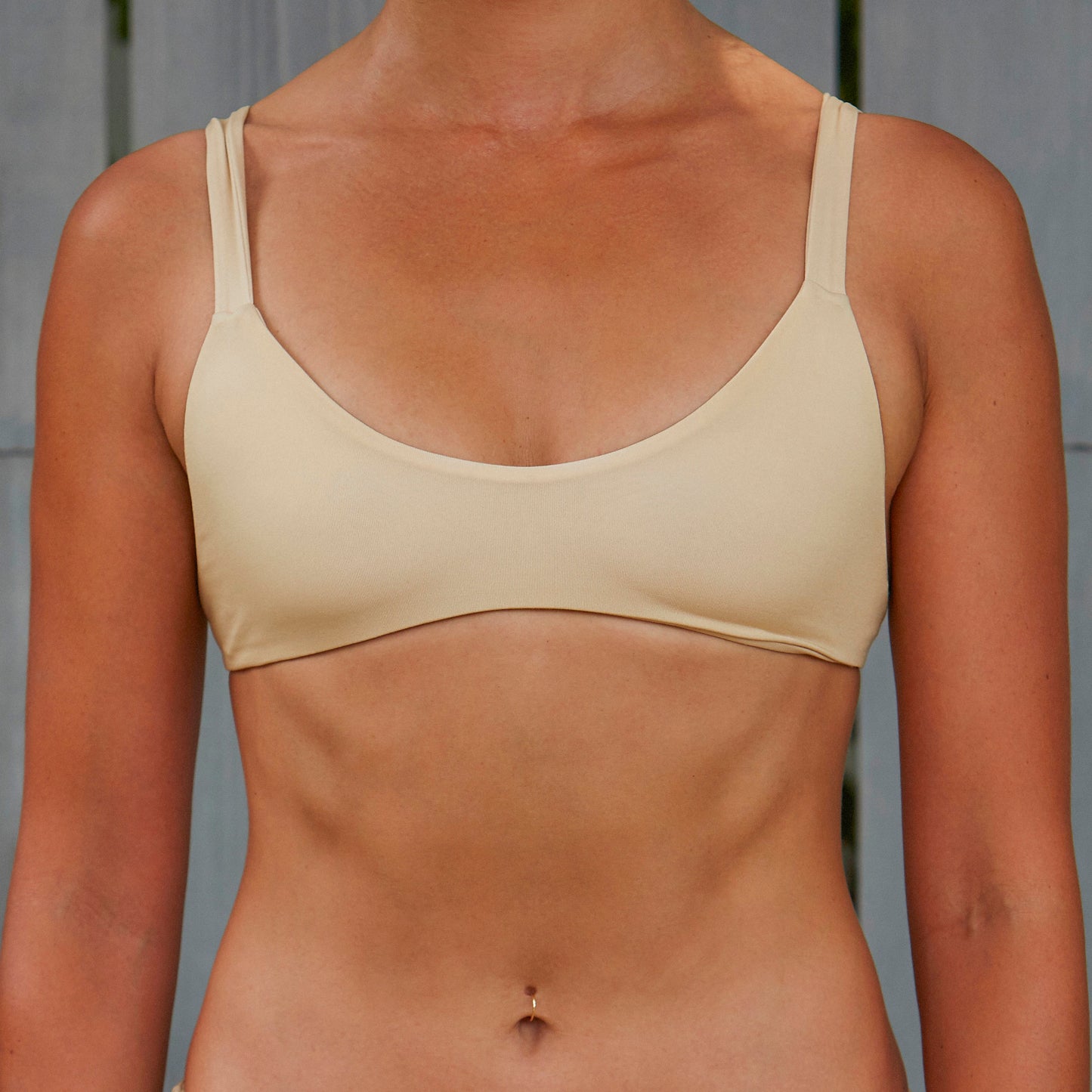 Back Ribbon Bikini Top BEG