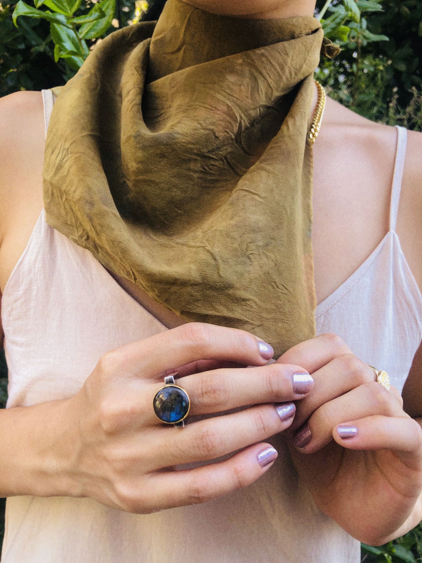 Tamanegi 玉葱 -plant dyed antique kimono scarf-