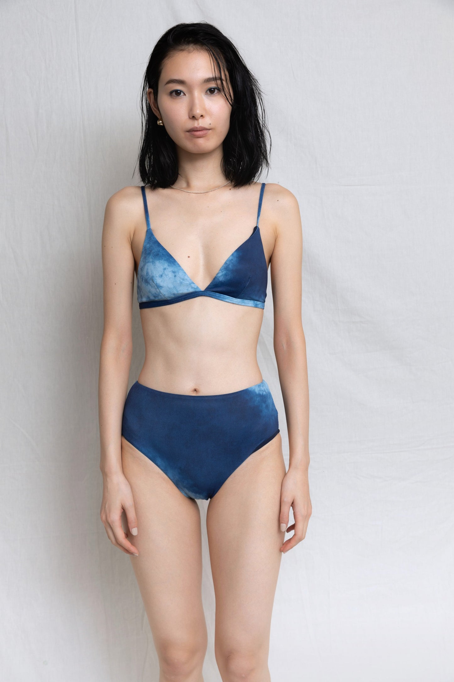 ♻Mid Waist Bikini Bottom 藍染