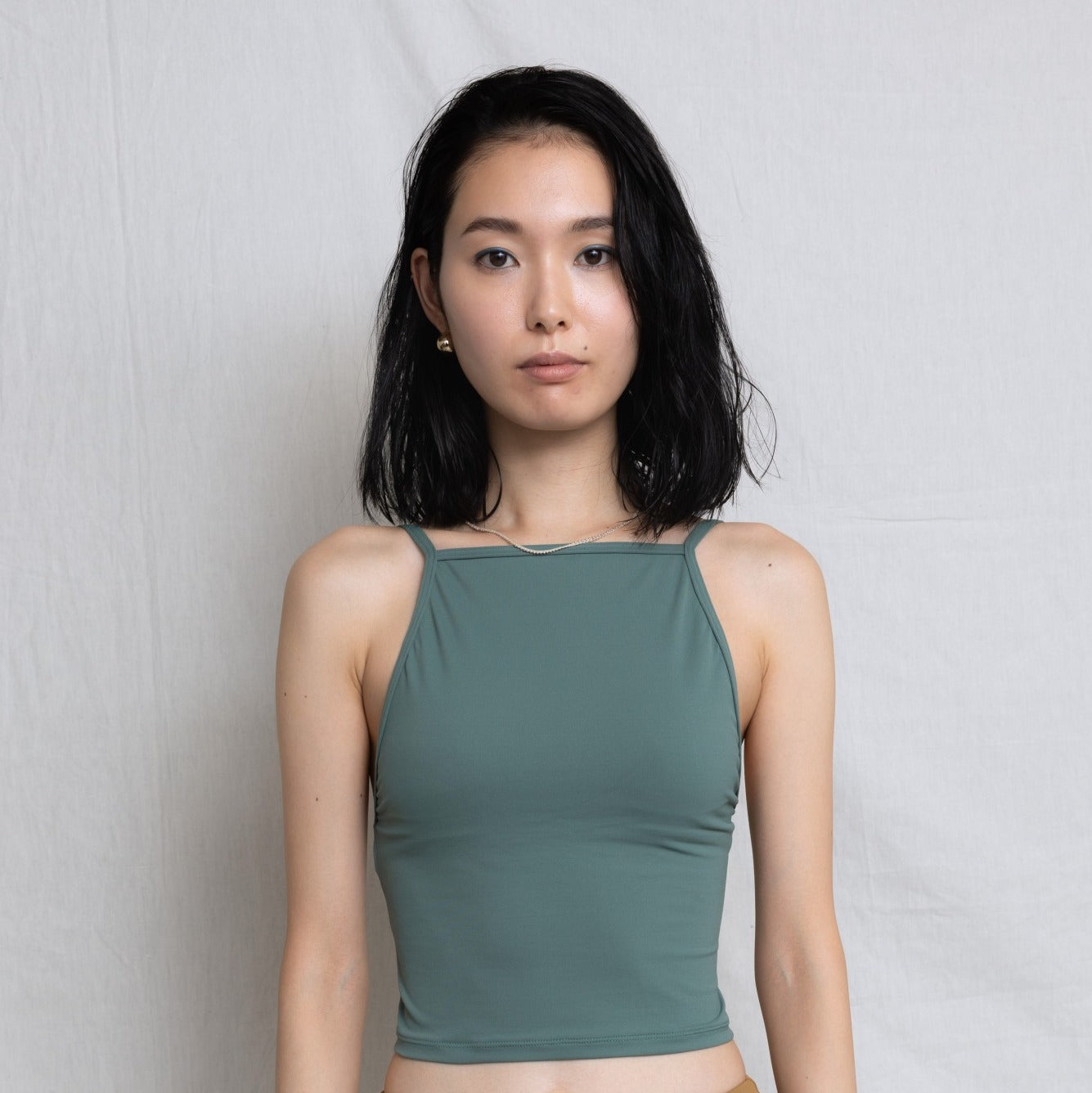 ♻High Neck Swim Tank 草色