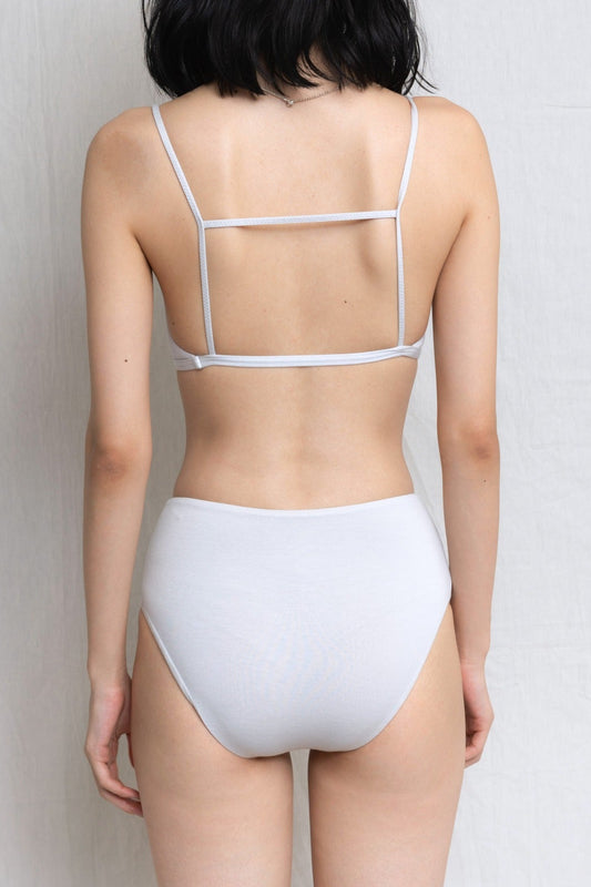 Back Line Bralette & Mid-Rise Briefs – White