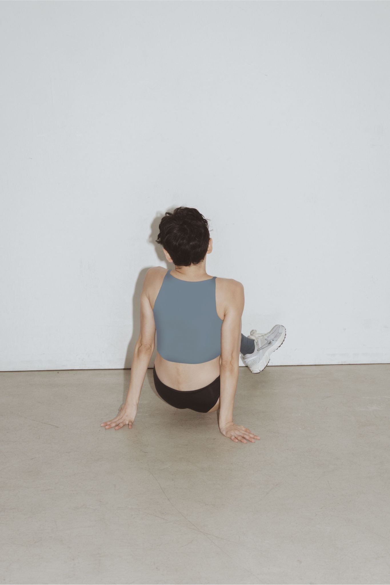 ♻︎High Neck Short Swim Tank Sumi Blue