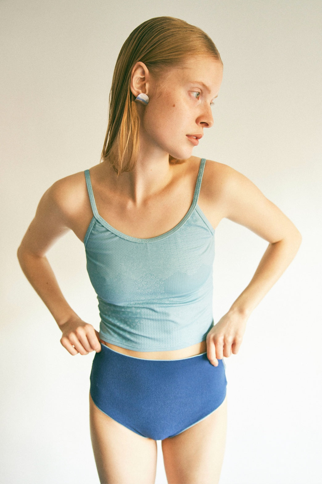 ♻Back Round Swim Tank 毘沙門亀甲 水浅葱