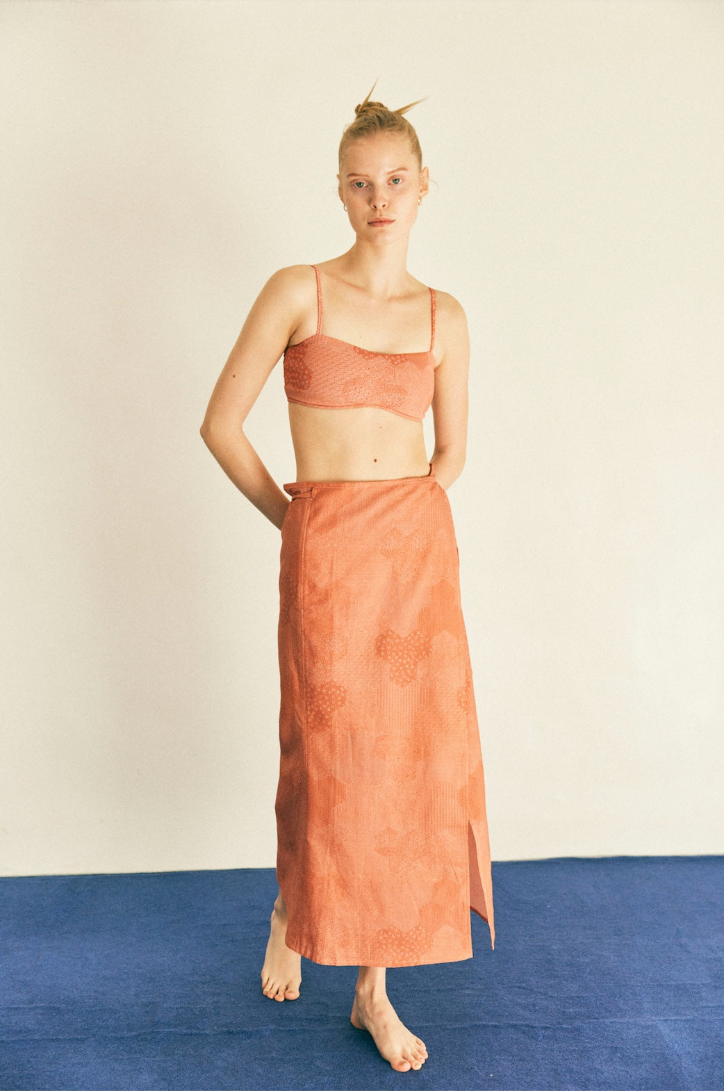 Hemp Sandy Wrap Skirt  毘沙門亀甲 紅檜皮