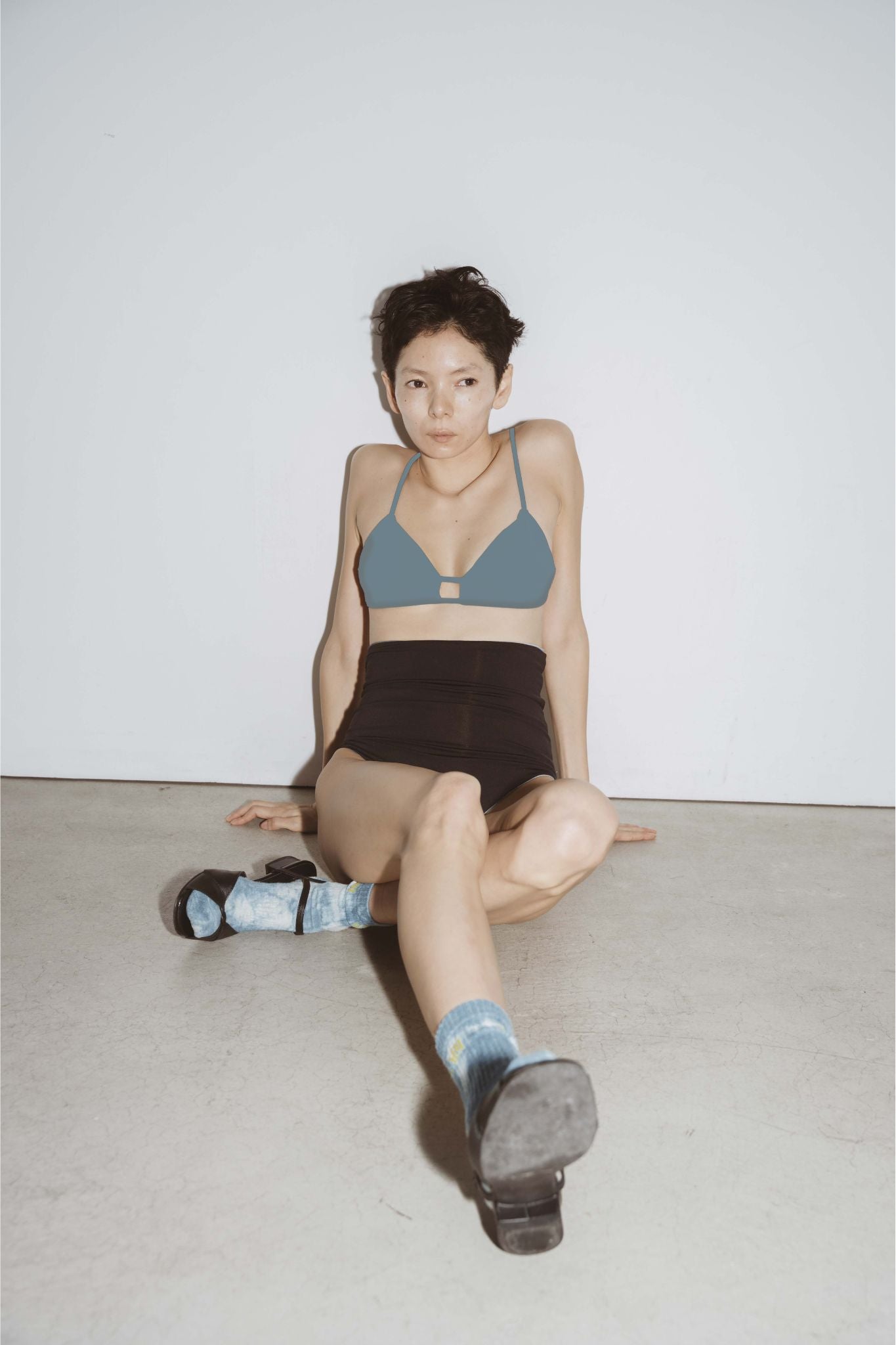 ♻︎Twin-Lines Bikini Top Sumi-Blue