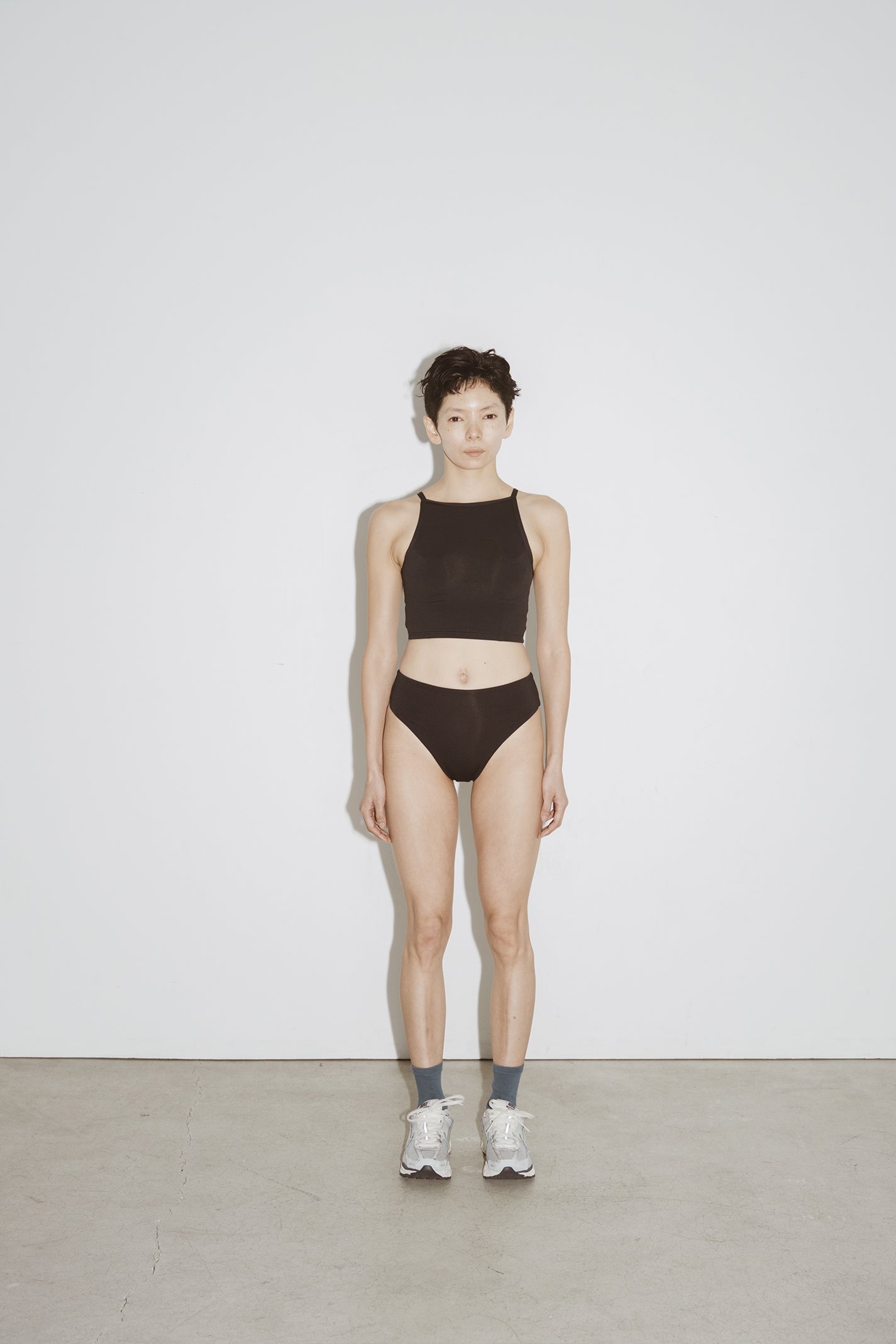 ♻︎High Neck Short Swim Tank 黒