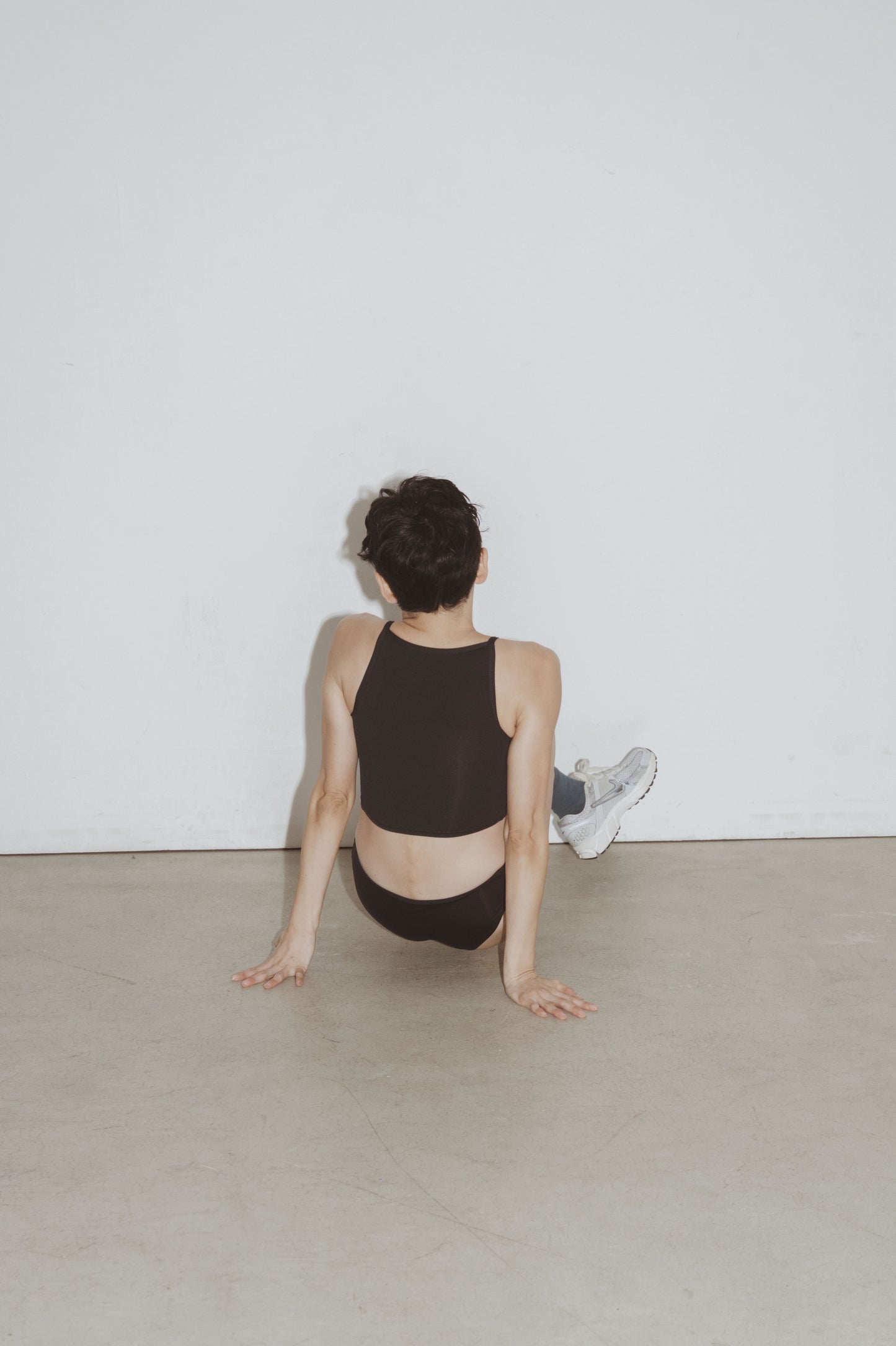 ♻︎High Neck Short Swim Tank 黒