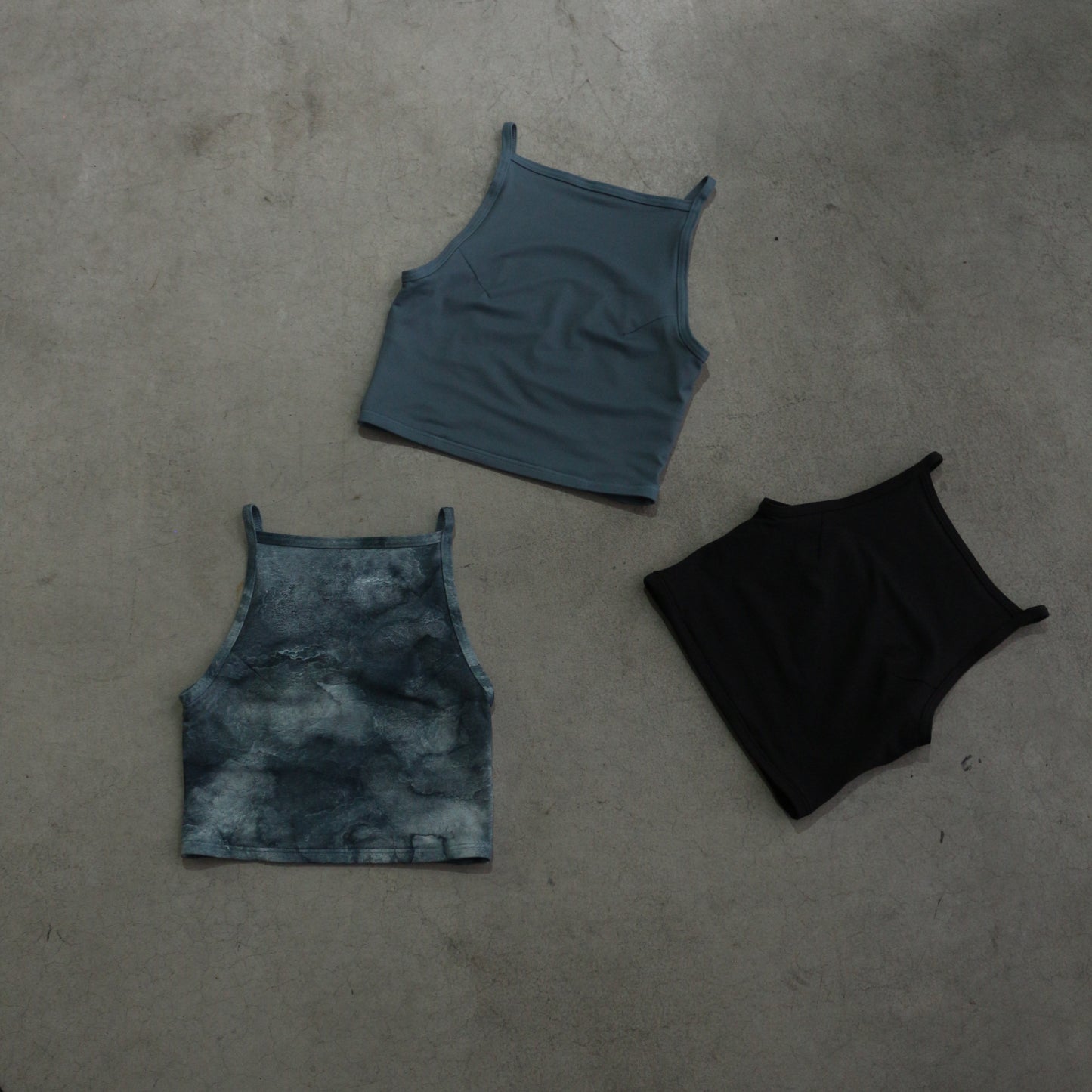 ♻︎High Neck Short Swim Tank Sumi Blue