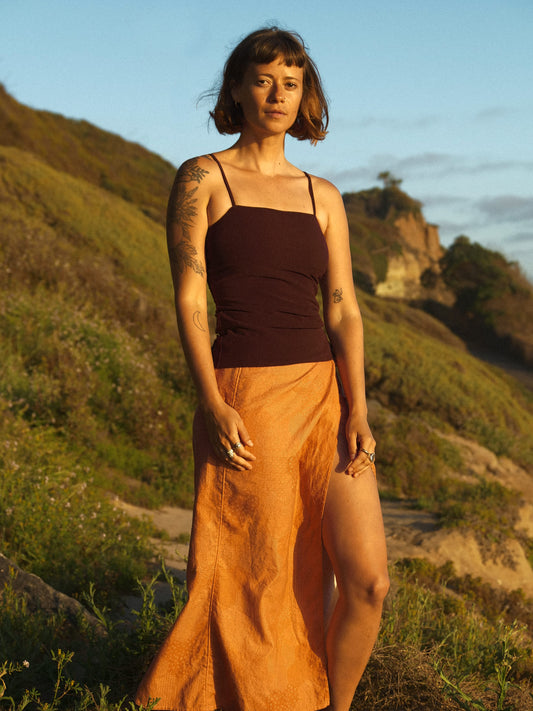 Hemp Sandy Wrap Skirt  毘沙門亀甲 紅檜皮