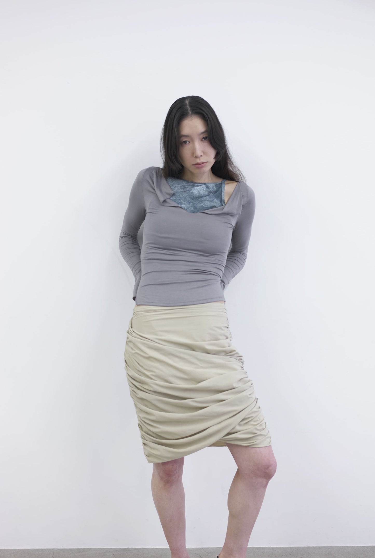♻︎High Neck Short Swim Tank 草木柄
