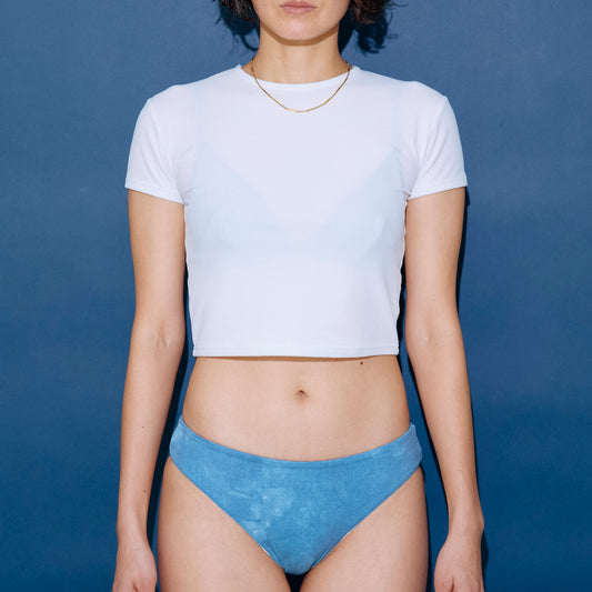 ♻Reversible Mid Waist HIGH-CUT Bottom 藍染 Line×Marble