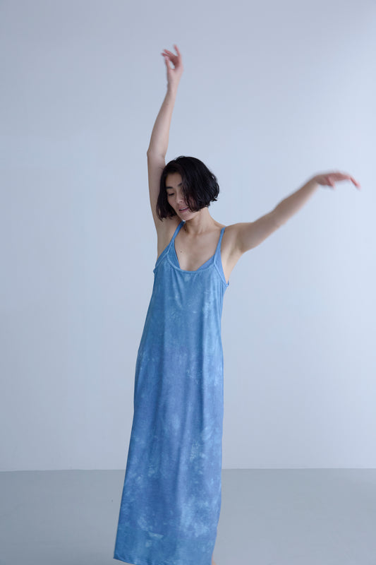 〈NEW〉♻Layering Long Dress 藍染 Marble