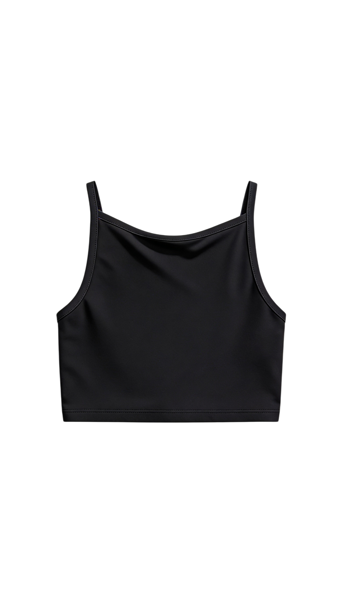 ♻︎High Neck Short Swim Tank Black