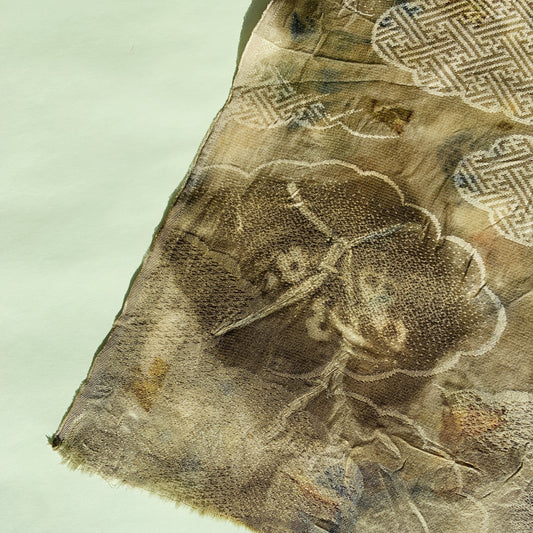Shiso 紫蘇  -plant dyed antique kimono scarf-