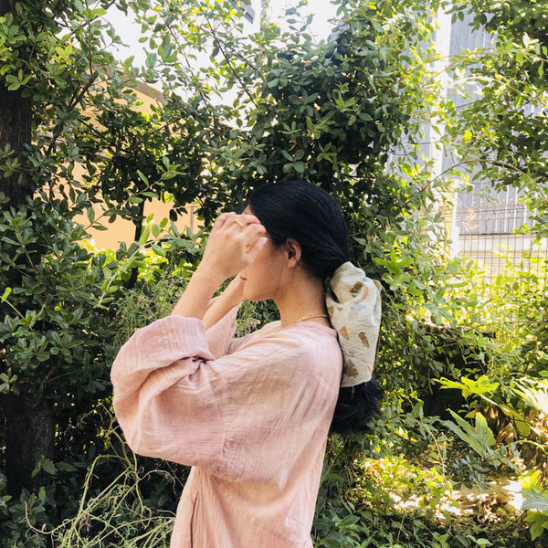 Shiso 紫蘇  -plant dyed antique kimono scarf-