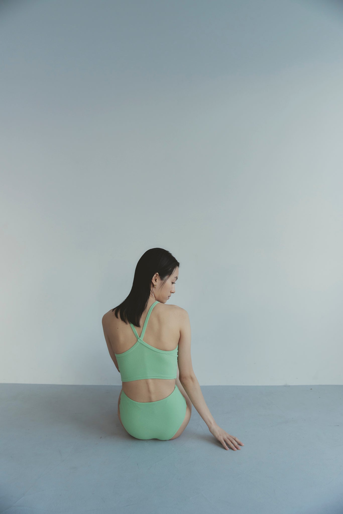 ♻Reversible Midi Bikini Bottom 淡緑×黒