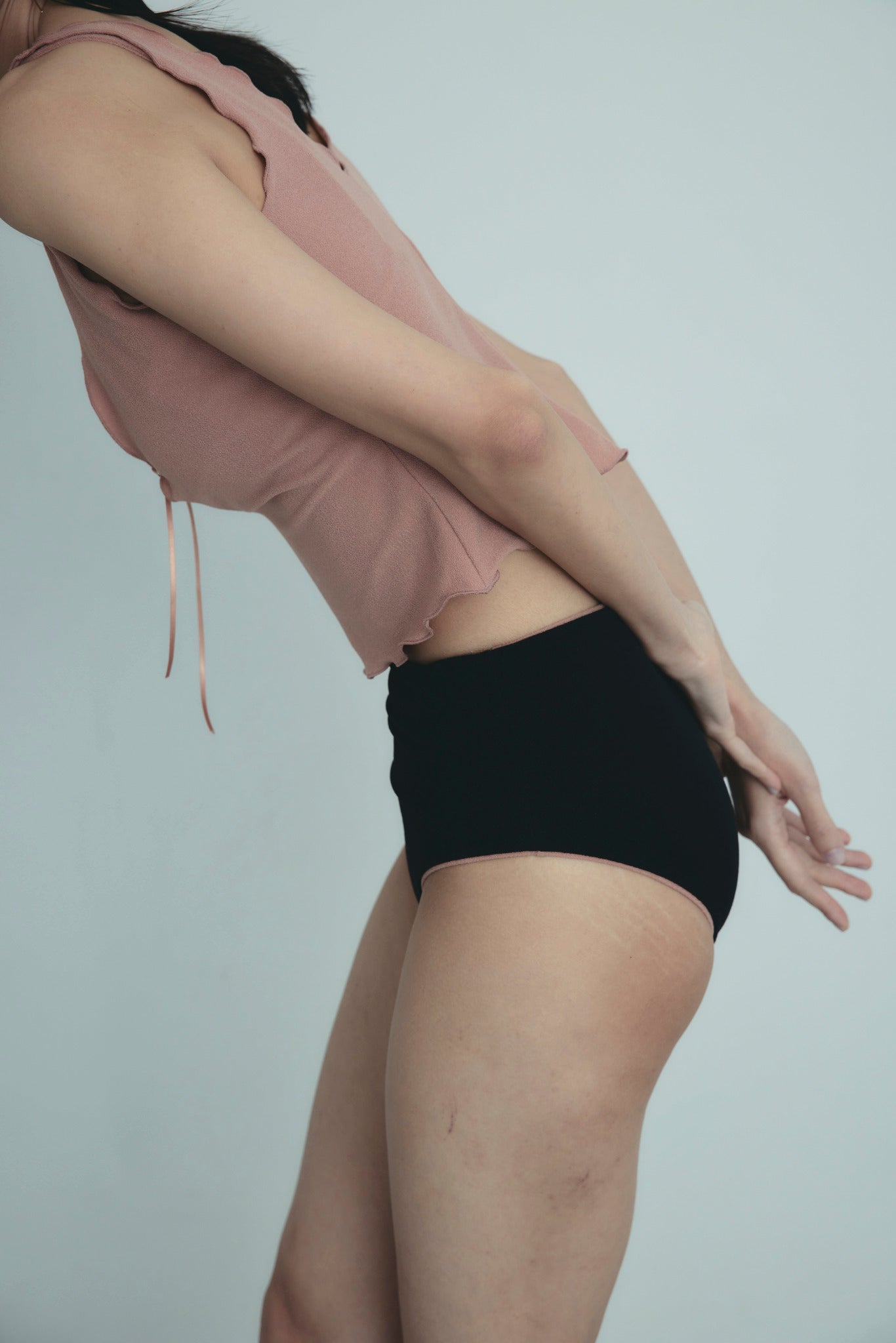 ♻Reversible Midi Bikini Bottom よろけ立涌×黒