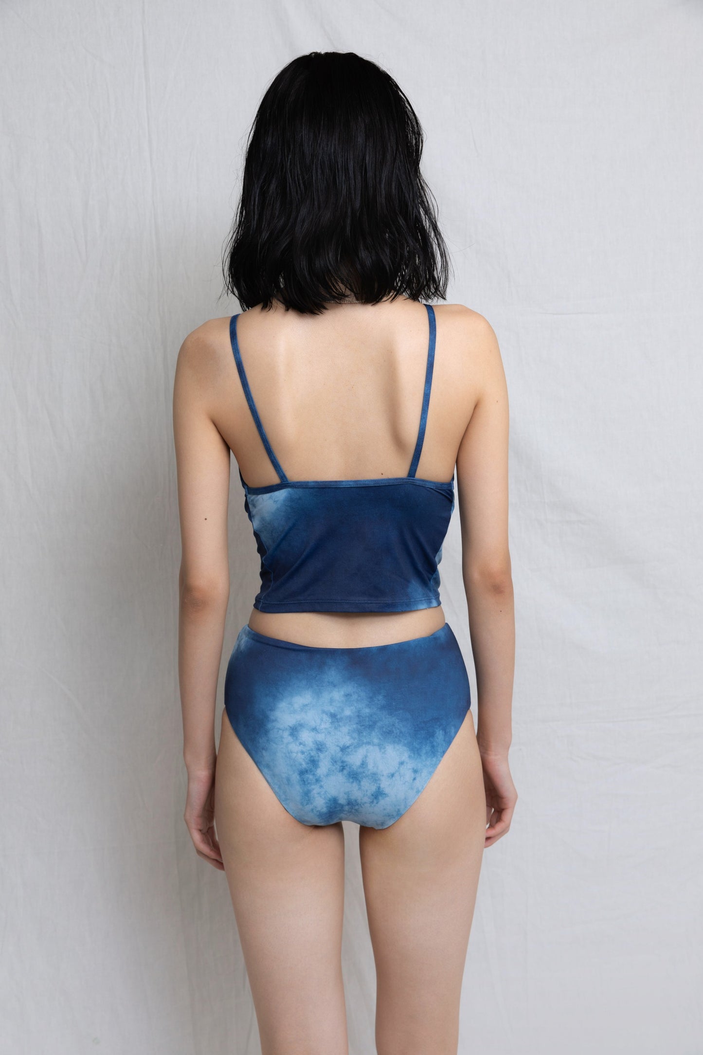 ♻High Neck Swim Tank 藍染