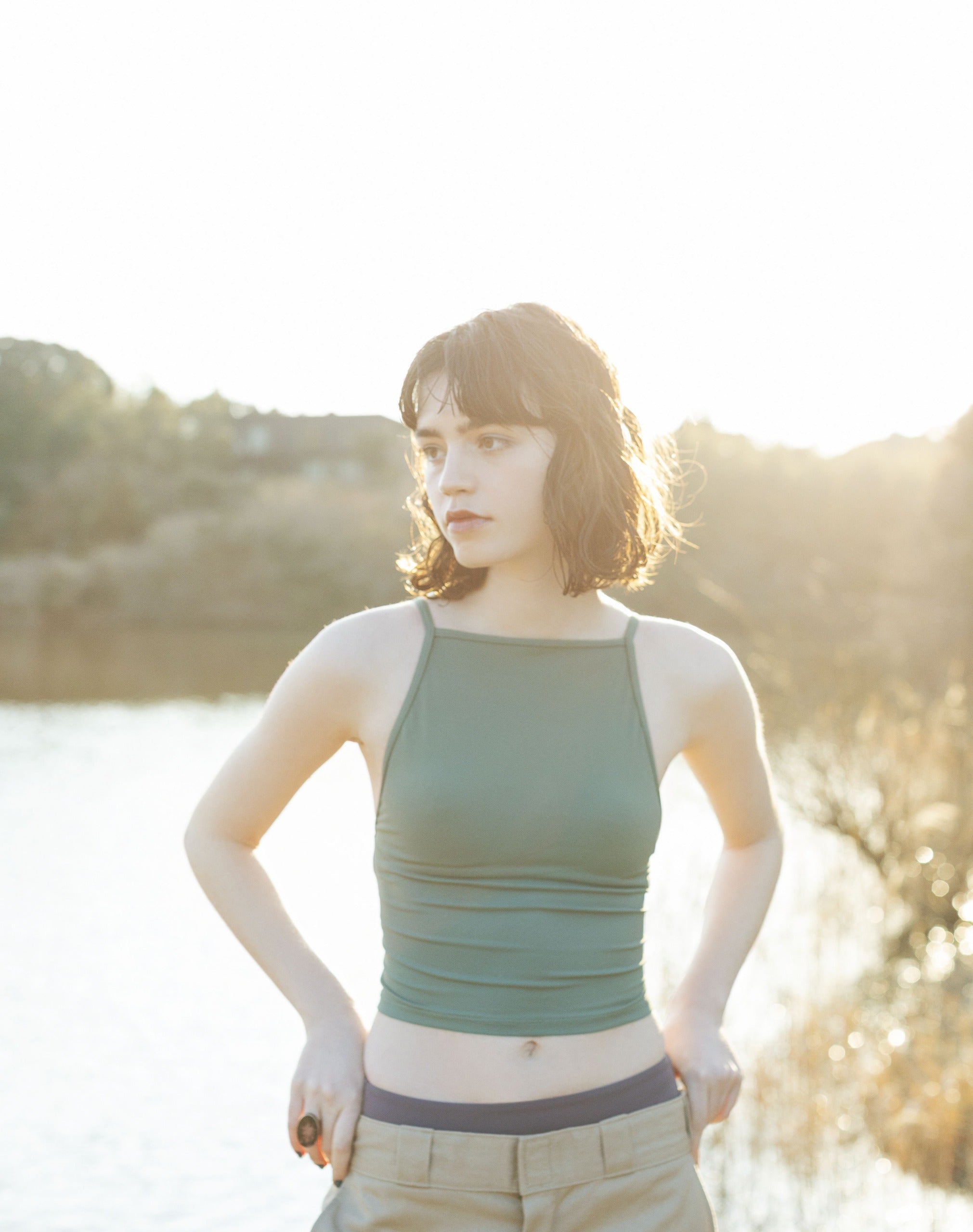 ♻High Neck Swim Tank 草色 – eit swim〈イト スイム〉